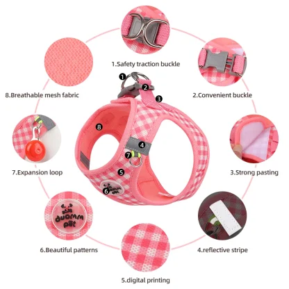 Plaid Pattern Harness with Back D-ring - Image 3