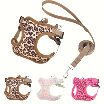 Stylish Pet Harness with Leopard Print - Image 2