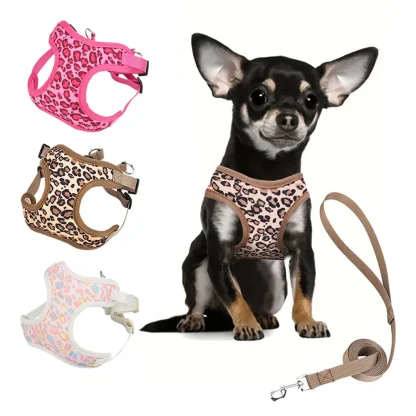 Stylish Pet Harness with Leopard Print